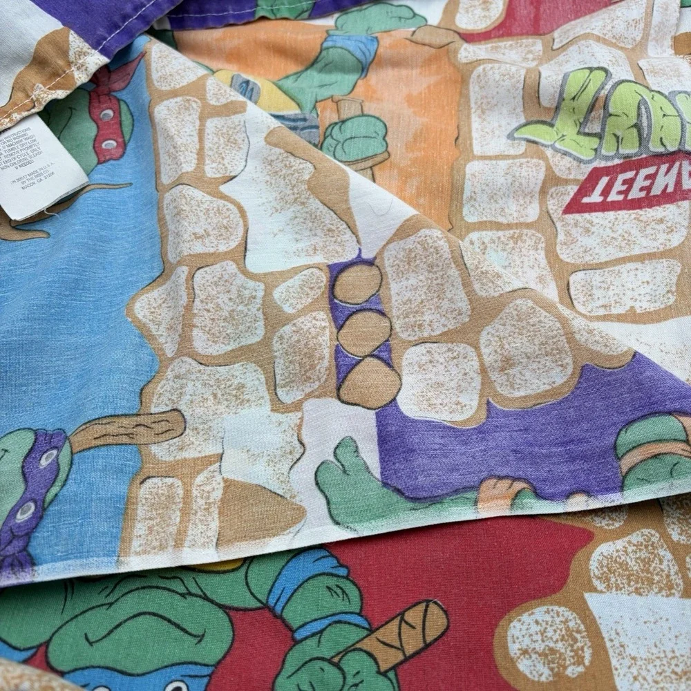 VTG Retro 1988  Teenage Mutant Ninja Turtles FLAT Twin Sheet Bibb Company